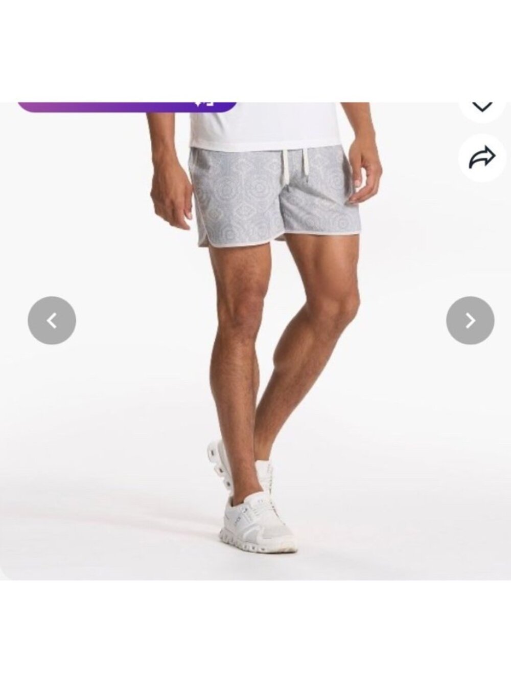 Men’s Vuori Banks Short Platinum Fresco Print S